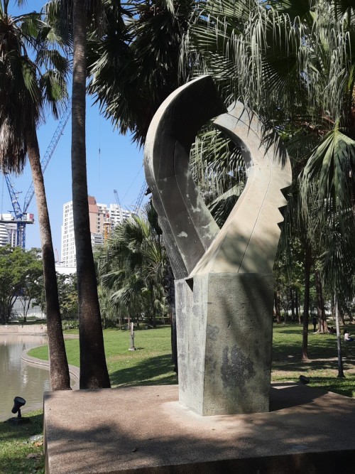 A sculpture in Benchasiri Park.  It is a beautiful public space, but is unfortunate that parks like this are scarce in Bangkok.