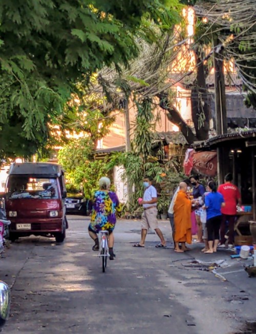 A bustling Thai street scene.